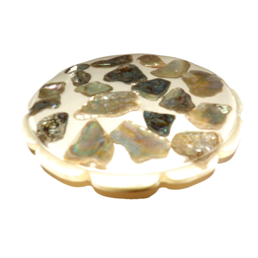 MCM Abalone Lucite 6” Round Trivet Nautical Beach Ocean Shell 1969 Lucite Epoxy